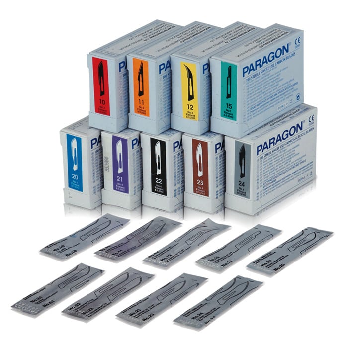 Medicom Paragon Disposable Sterile Surgical Blades, Stainless Steel, #23, 100/Box