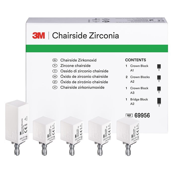 Solventum Chairside Zirconia CEREC Bridge Blocks, 39mm, Shade A3, 3/Pkg, 69951
