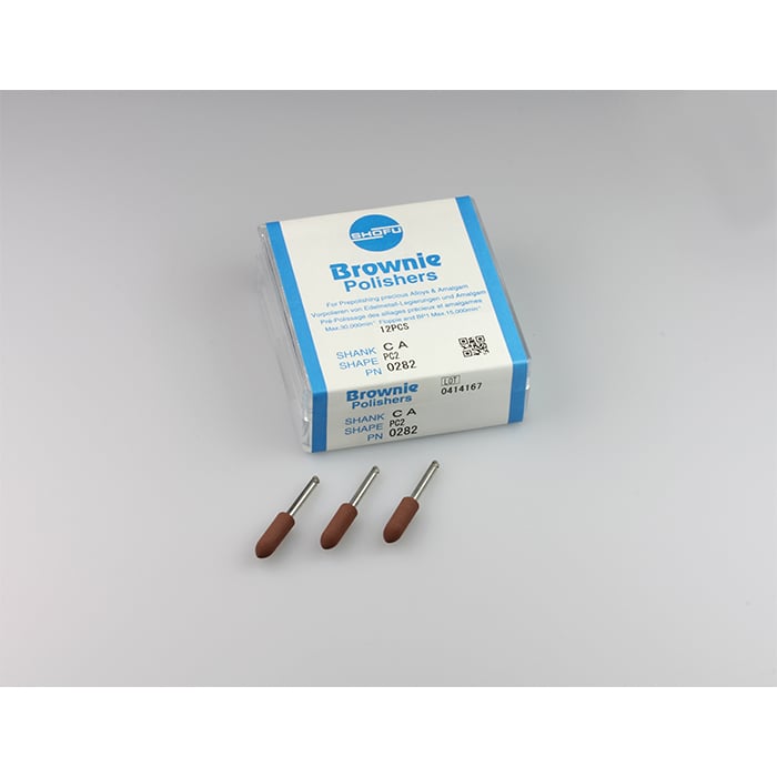 Shofu Brownie Polishers, FG Cup, Pre-Polishing, Size #0411, ISO #065, Brown, 12/Box, 0411