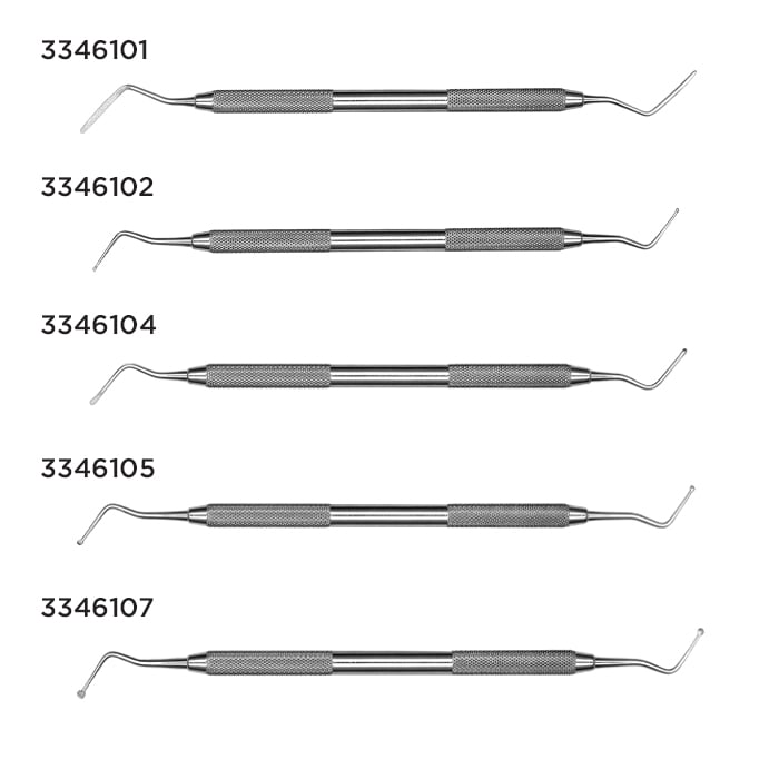 Hu-Friedy 33L Double-Ended Endodontic Excavator, #6 Satin Steel Handle, 2 mm Tip, EXC33L6