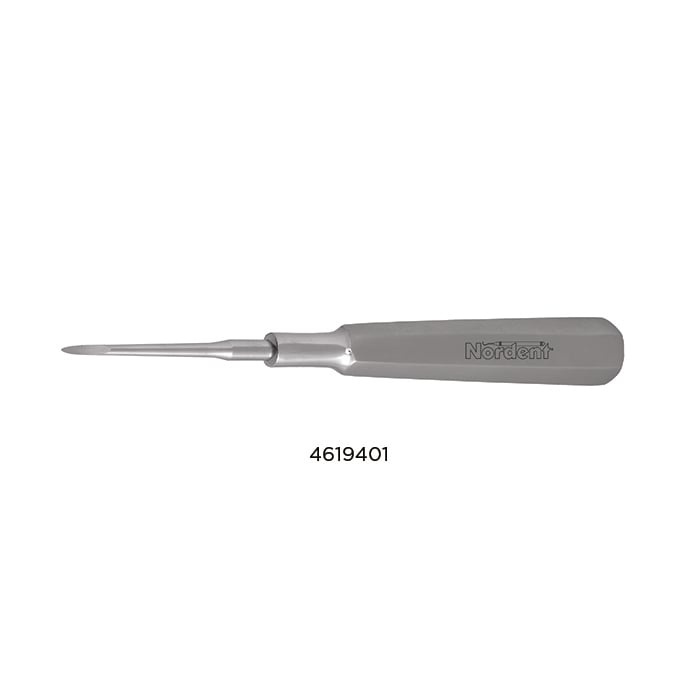 Nordent Root Tip Elevator, Single-Ended, Heidbrink #1 (Straight), Serrated, Stainless Steel, ER1