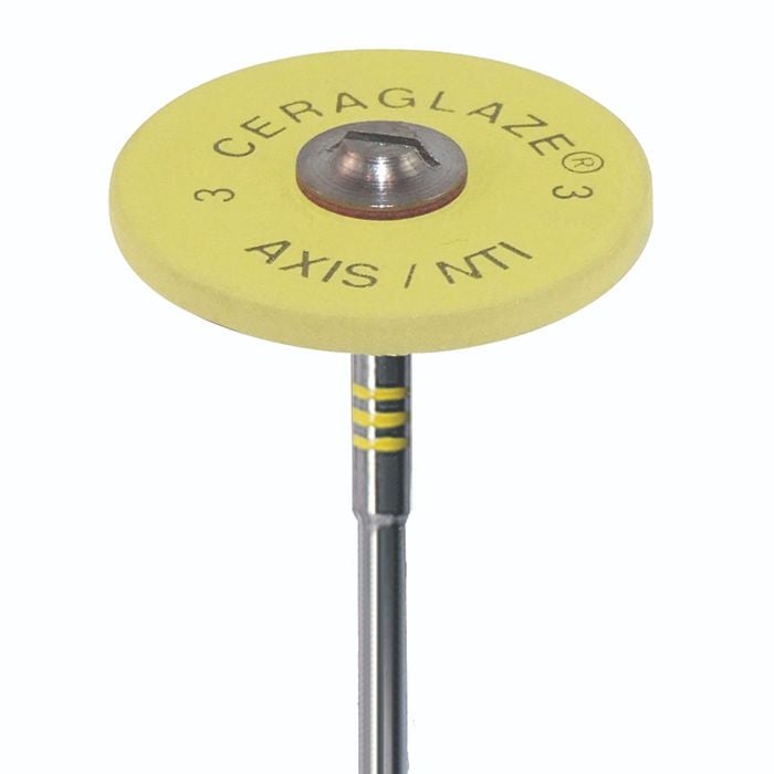 NTI CeraGlaze Polishing System, Fine Blue Refining Large Wheel, HP Shank, 25 mm, P3001