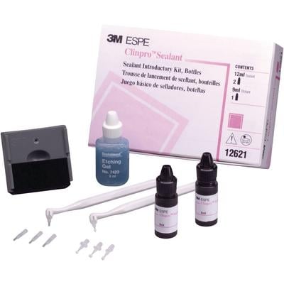 Clinpro Sealant Bottle Intro Kit, 2x6ml Sealant, 1x9ml Etchant, 2 Brush Handles, 60 Tips, #12621