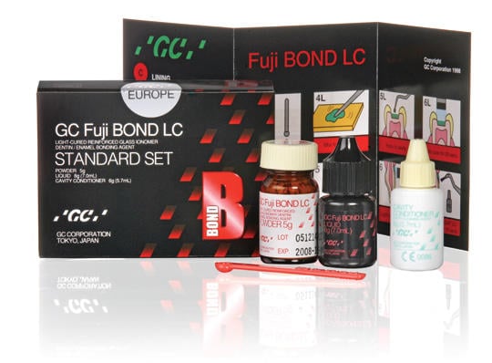 GC Fuji Bond LC Glasionomer Bonding Agent, Standard Package, 5g Powder + 7ml Liquid + 5.7ml Cavity Conditioner, #000207