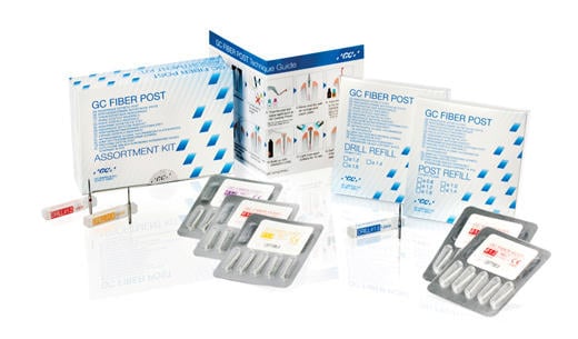 GC Fiber Post Assortment Kit, Multiple Diameters (1.2, 1.4, 1.6mm), 15 Posts + 3 Drills, #400001