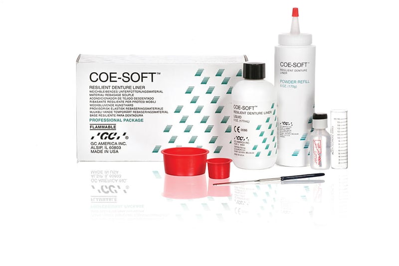 GC Coe-Soft Denture Soft Relining Material, Professional Package, 5.5 oz Powder & 5.5 oz Liquid, #344011