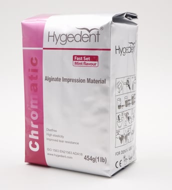 Hygedent Chromatic 2-Phase Alginate Impression Material, Fast Set, Mint Flavor, Dust Free, 454g (1 lb)