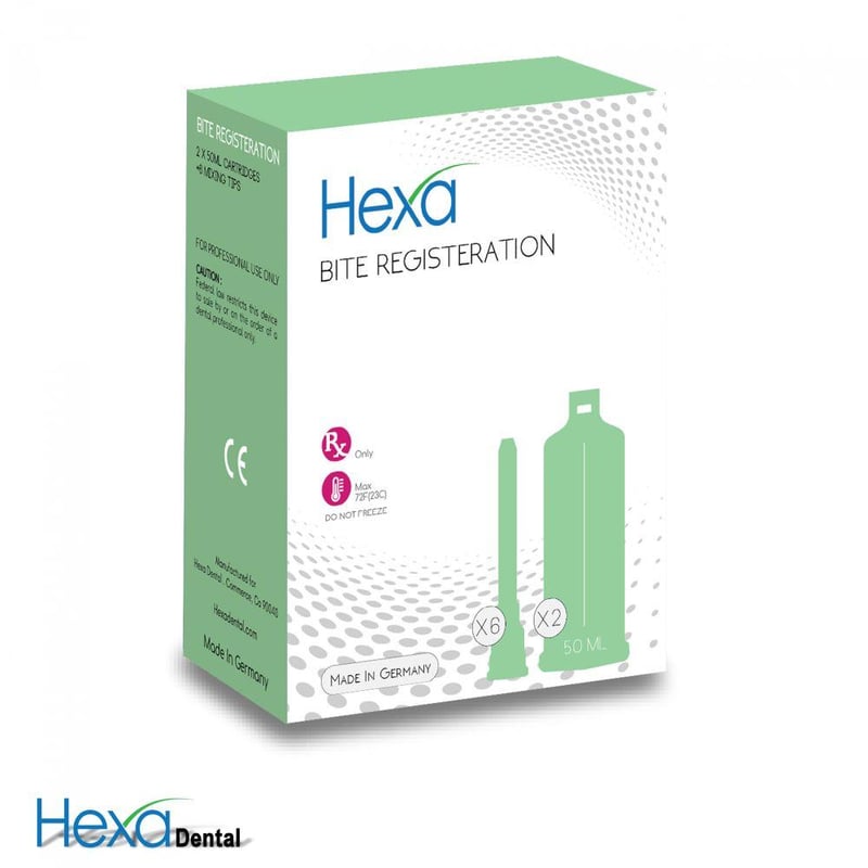 Hexa Bite Registration Fast Set Mint, 2x50ml Cartridges with 6 Mixing Tips, HB-0002