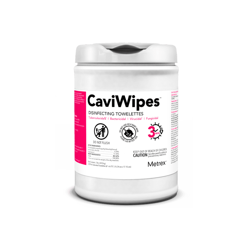 Kerr Caviwipes Disinfectant Wipes, 6" x 6.75", 160/Canister, White Lid, #13-1100