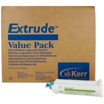 Kerr EXTRUDE Wash Light Body Vinyl Polysiloxane Impression Material, 24-Cartridge Value Pack, Blue, #29036