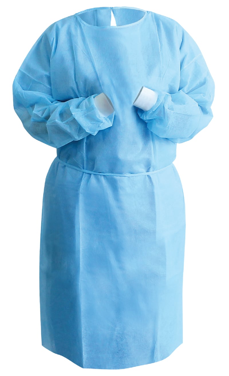 Sky Choice Isolation Gown, Yellow, Knit Cuff, Disposable, 10/Pk
