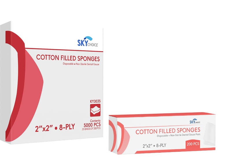 Sky Choice Sponges 2x2 Cotton-Filled 8 Ply, 5000/Case