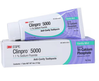 Clinpro 5000 Toothpaste, Vanilla Mint, 1.1% NaF with Tri-Calcium Phosphate, 4 oz Tube, Rx, #12115