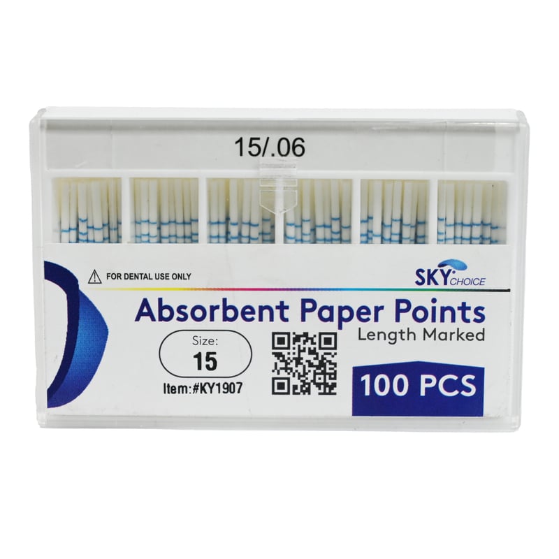 Sky Choice Paper Points .06 Taper #35, Length Marked Green, 100/Pk