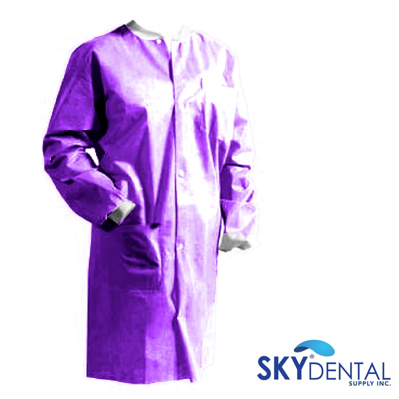 Sky Choice Lab Coat, Purple, Knee Length, Small, 10/Box