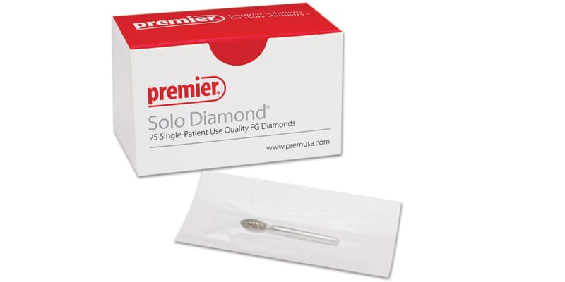 Premier Solo Dia #1800.8C Beveled Cylinder Diamond Bur, Coarse, 25/Box, #878012C