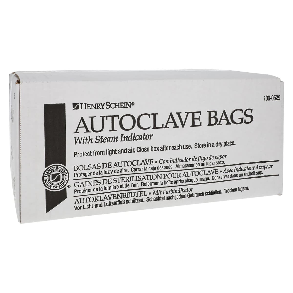 Henry Schein Autoclave Bags, Self-Seal, 8 in x 2.5 in, White, 1000/Box - Autoclave Bags - Image 1