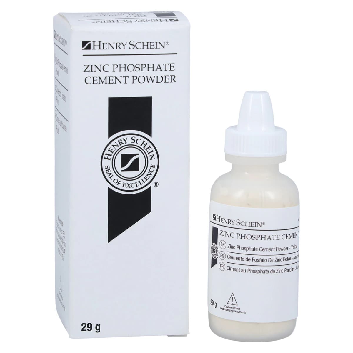 Henry Schein Zinc Phosphate Cement Powder, Yellow, 29 g Bottle - Zinc Phosphate Cement Powder - Image 1