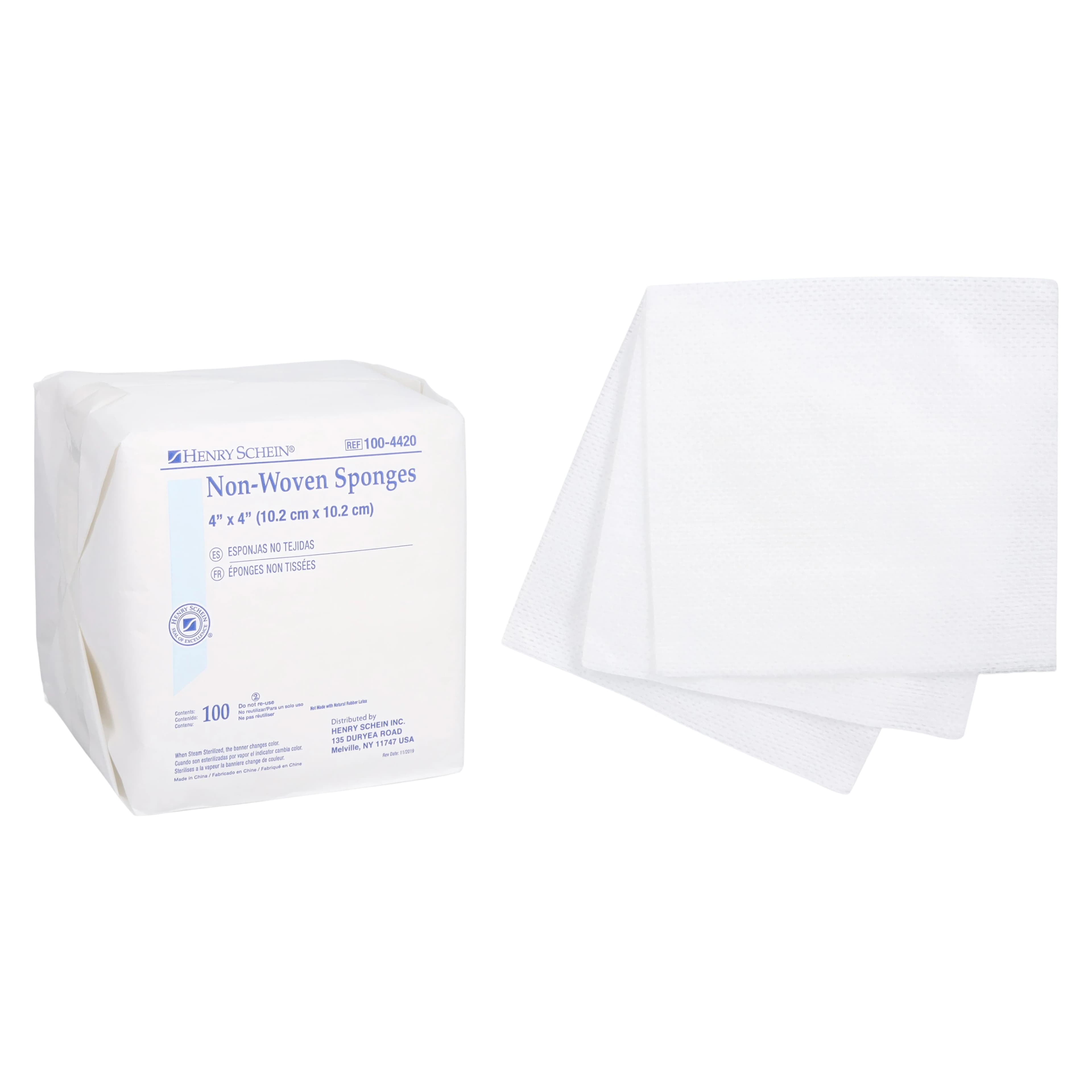 Henry Schein Viscose Non-Woven Sponge, 4x4", 4 Ply, Non-Sterile, Square, Latex-Free - Sponge NW 4Ply NS - Image 1