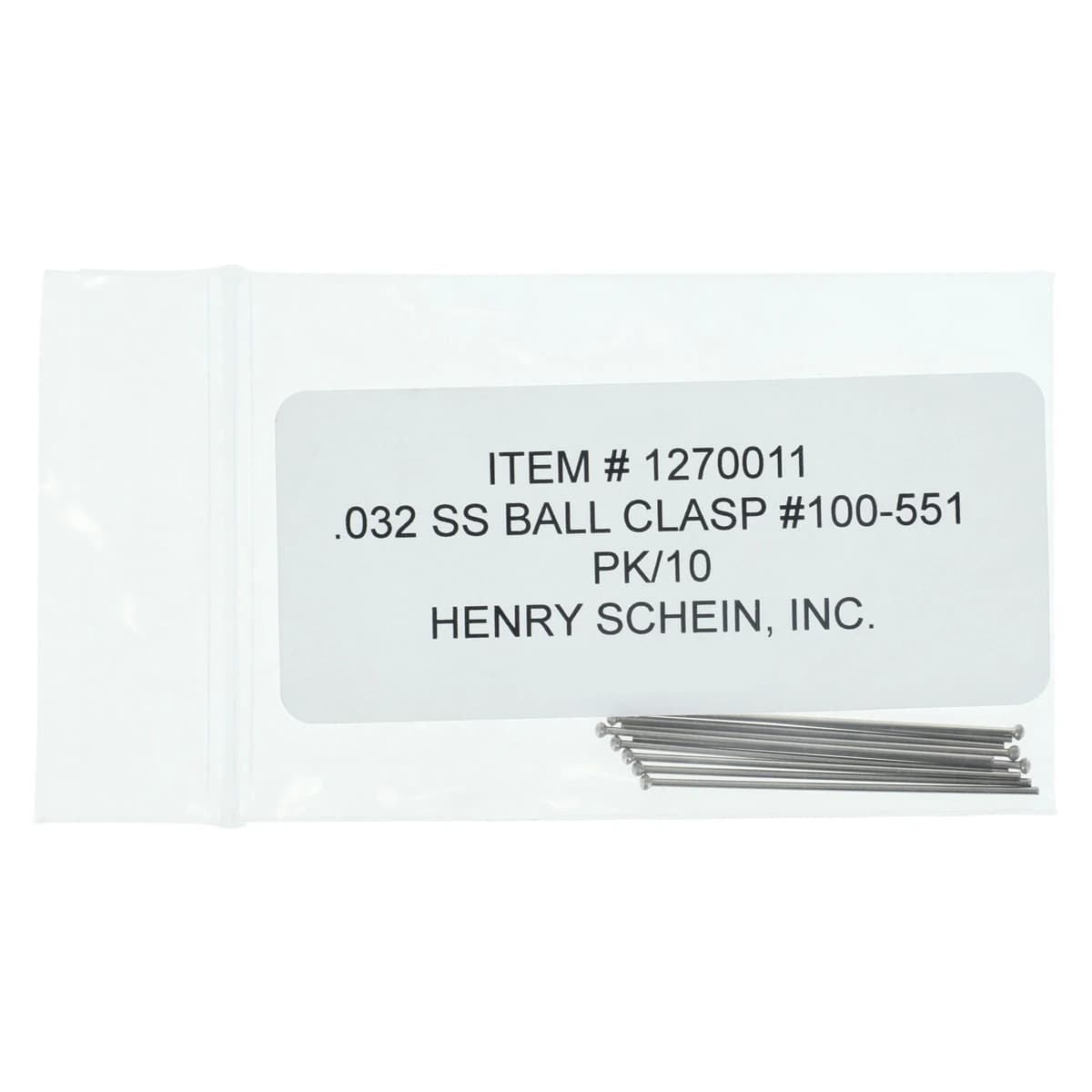 Ball Clasp SS, Wire Clasp Ball Head, 10/Box - Ball Clasp SS - Image 1