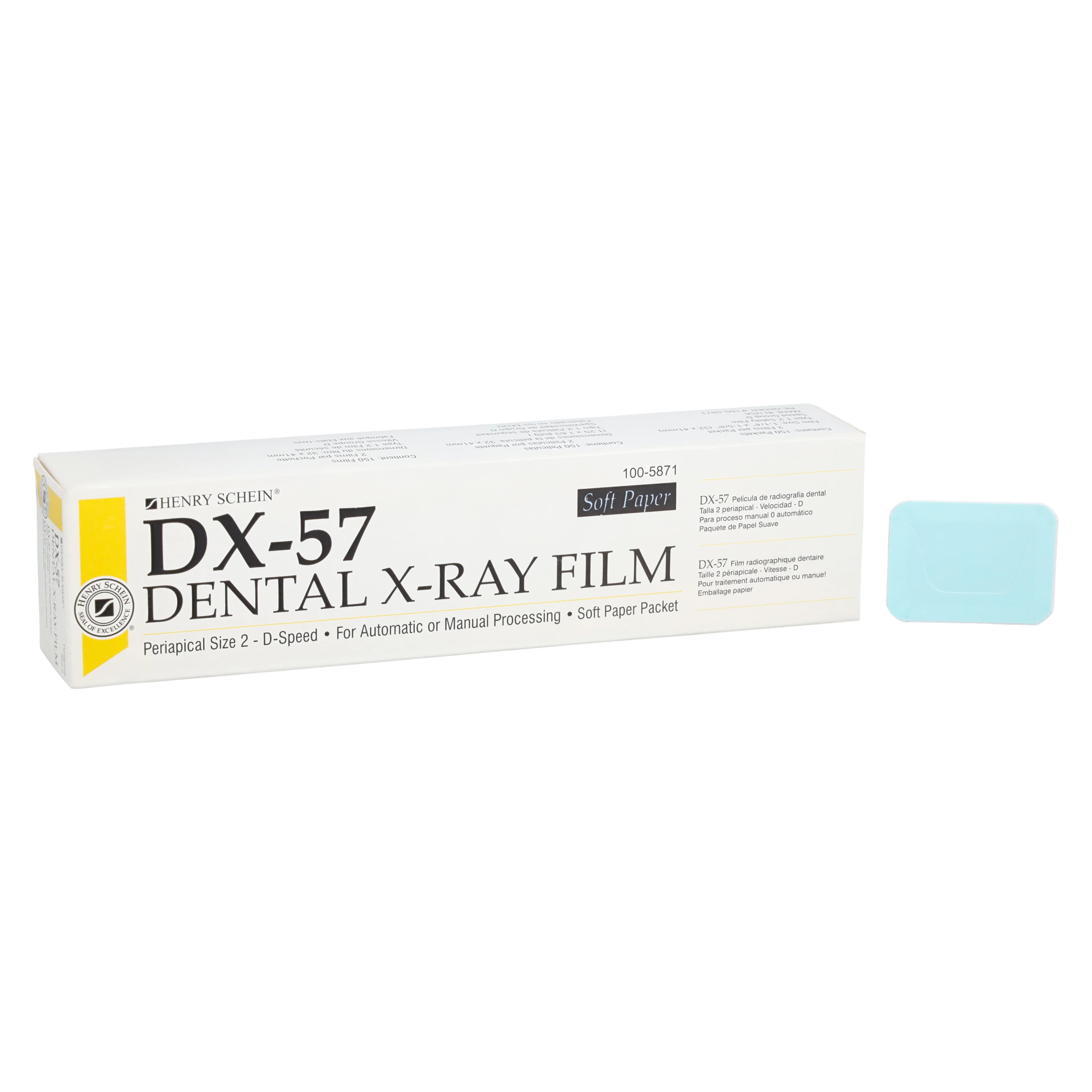 Flow Intraoral X-Ray Film DX-57, D Speed, #2 Paper Packet, Adult, 150/Box - Film DX-57 #2 Paper Packet - Image 1