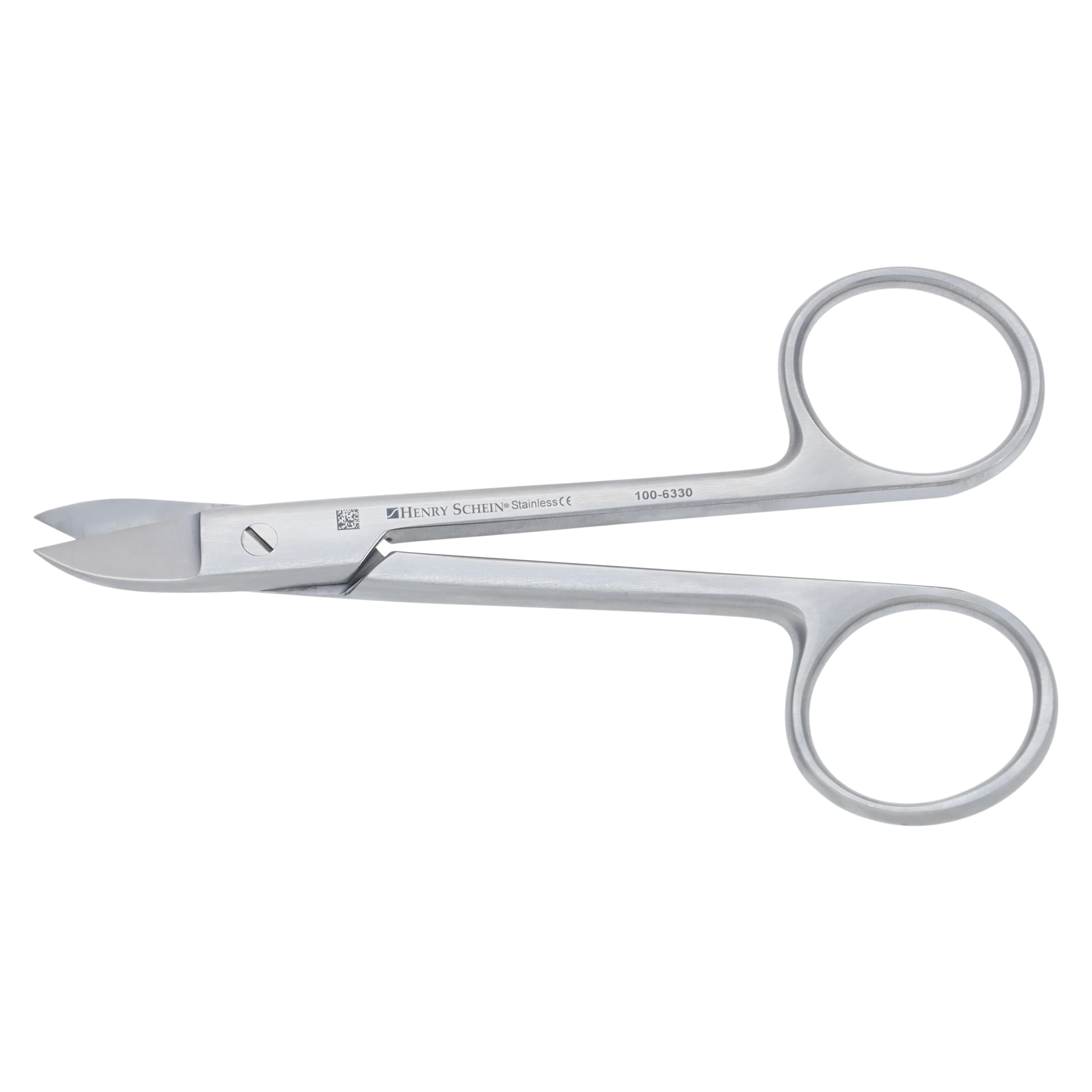 Henry Schein Crown & Collar Scissors, Curved, 4 1/2 in, Smooth Stainless Steel - Scissor Crown & Collar Curved - Image 1