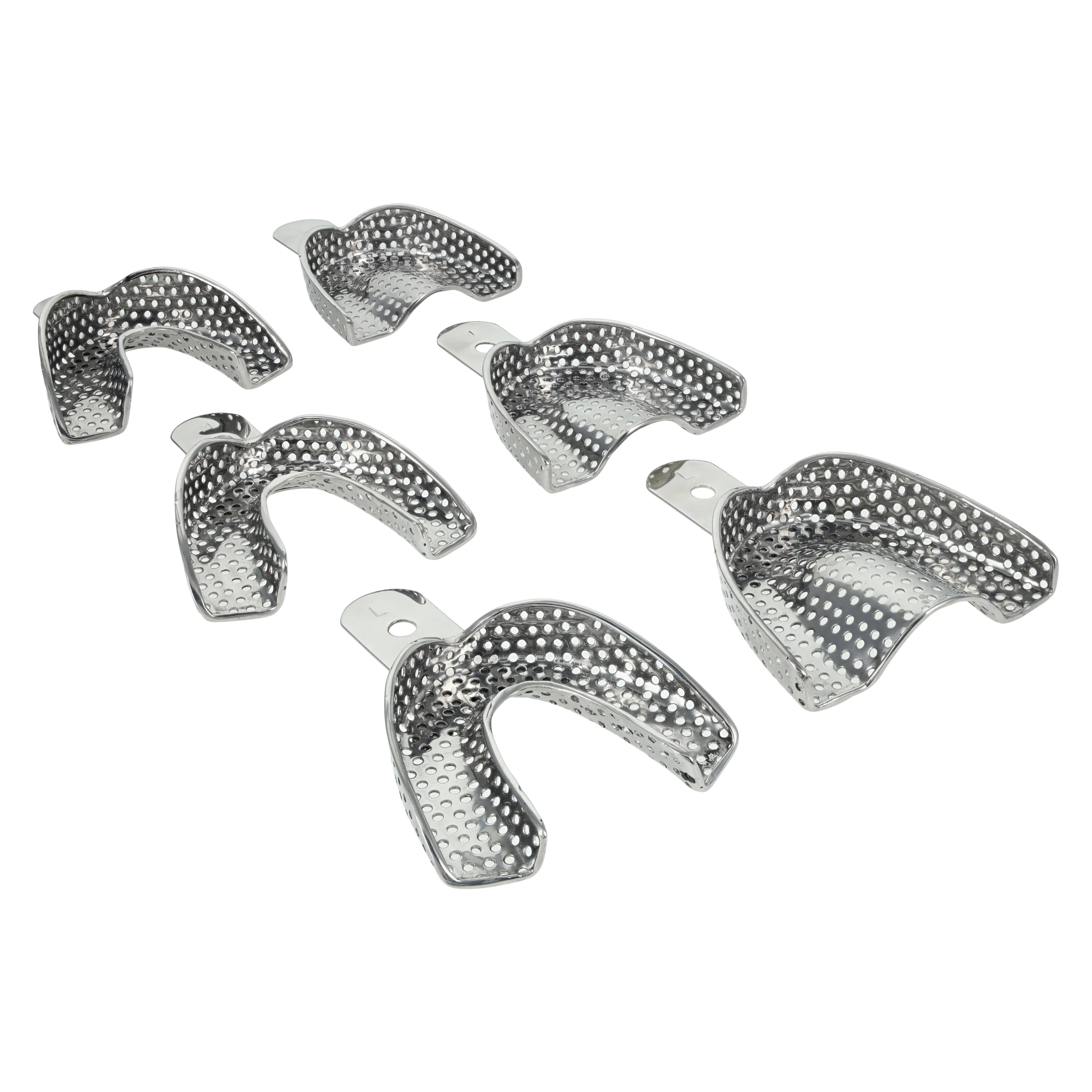 Henry Schein Impression Trays Metal C-Type, Stainless Steel, Perforated, Regular Set, Non Water Cooled, 6/Bx - Impression Trays Metal C-Type - Image 1