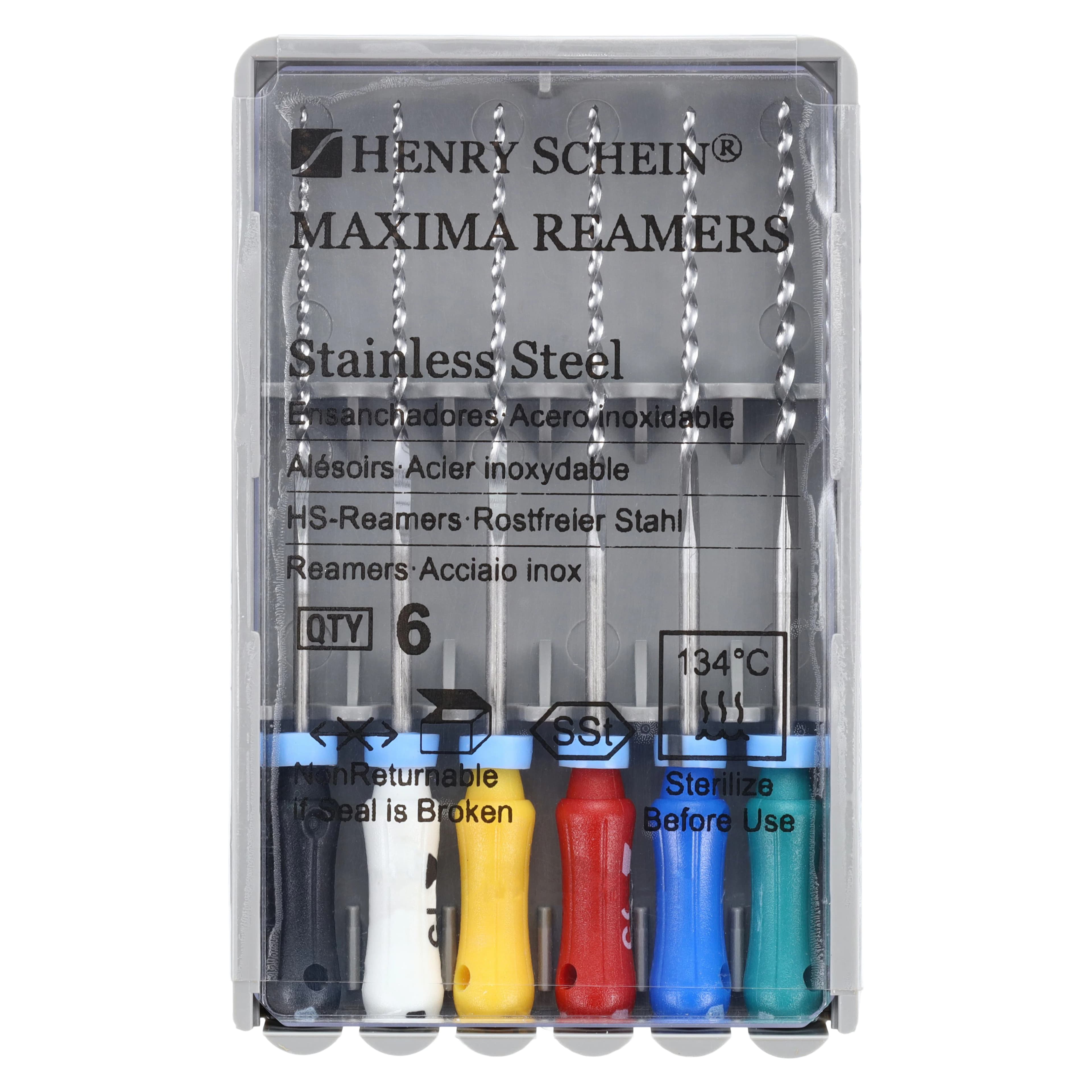 Maxima Hand Reamers, Size 40-70, 31mm, Stainless Steel, Color Coded, Assorted, 6/Box - Reamers 31mm - Image 1