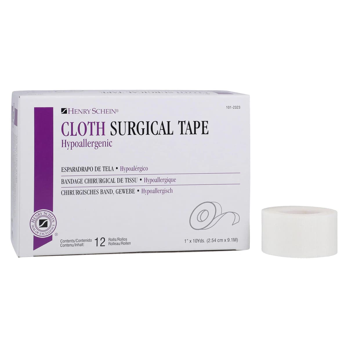 Henry Schein Surgical Tape Cloth, 1" x 10 yd, White, Non-Sterile, 12/Box - Tape Surgical Cloth NS - Image 1
