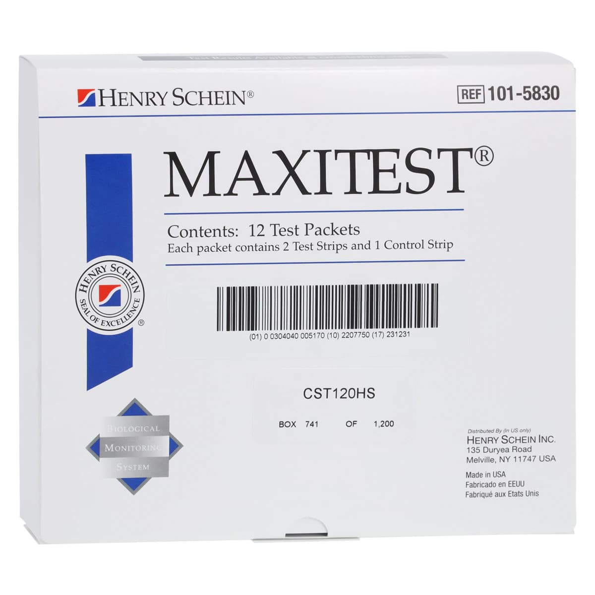 MaxiTest 12-Test Biological Monitoring System, Mail-In Service, 12/Box - MaxiTest 12-Test Biological Monitoring System - Image 1