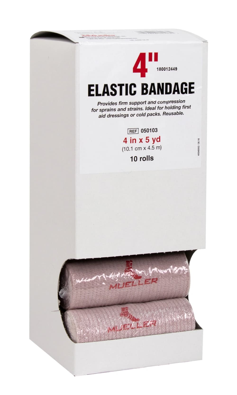 Mueller Sports Medicine Elastic Bandage, 4" x 5 yd, Beige, 10/Box - Bandage Elastic Beige Clips - Image 1
