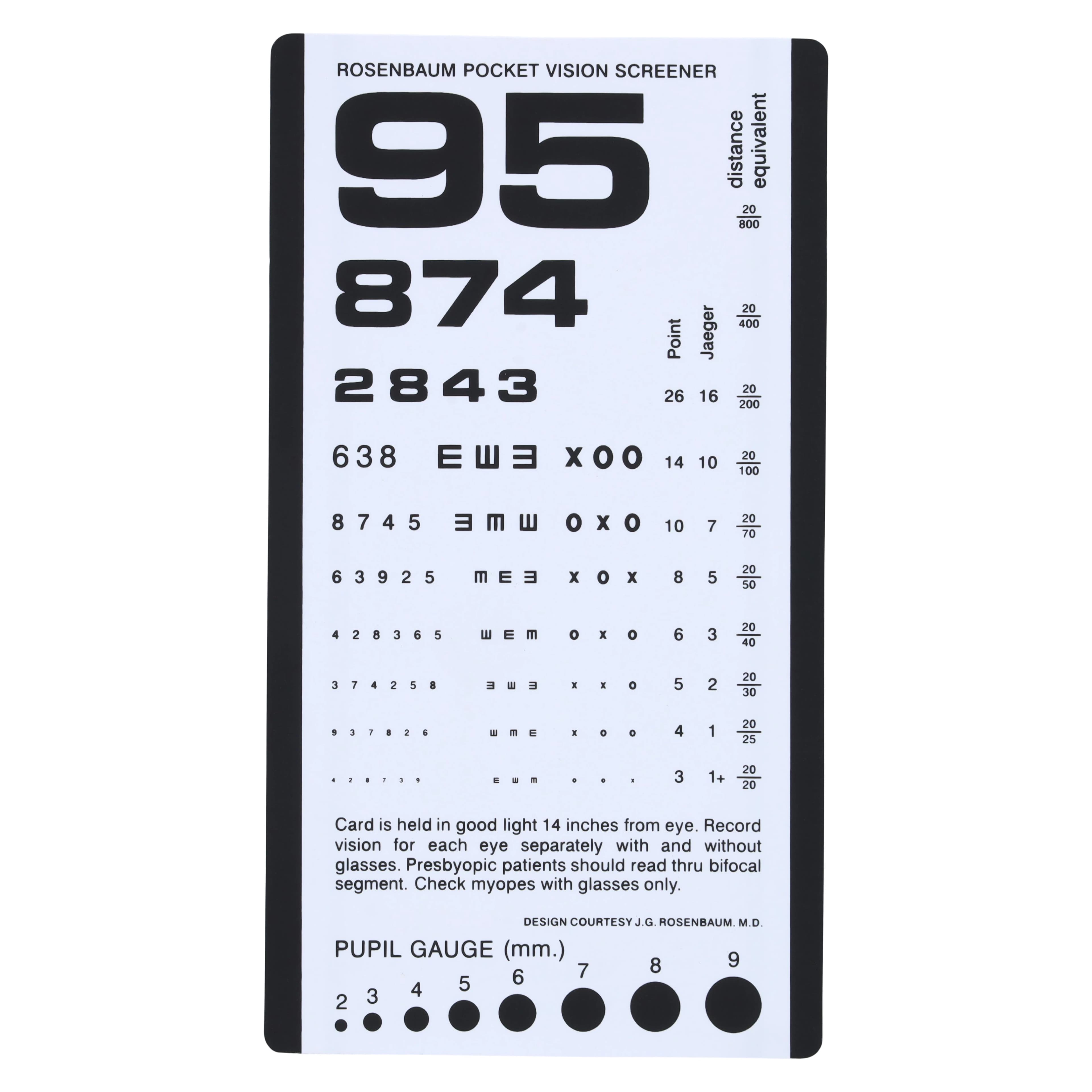 Dukal Plastic Pocket Size Eye Chart - Eye Chart Plastic Pocket Size - Image 1