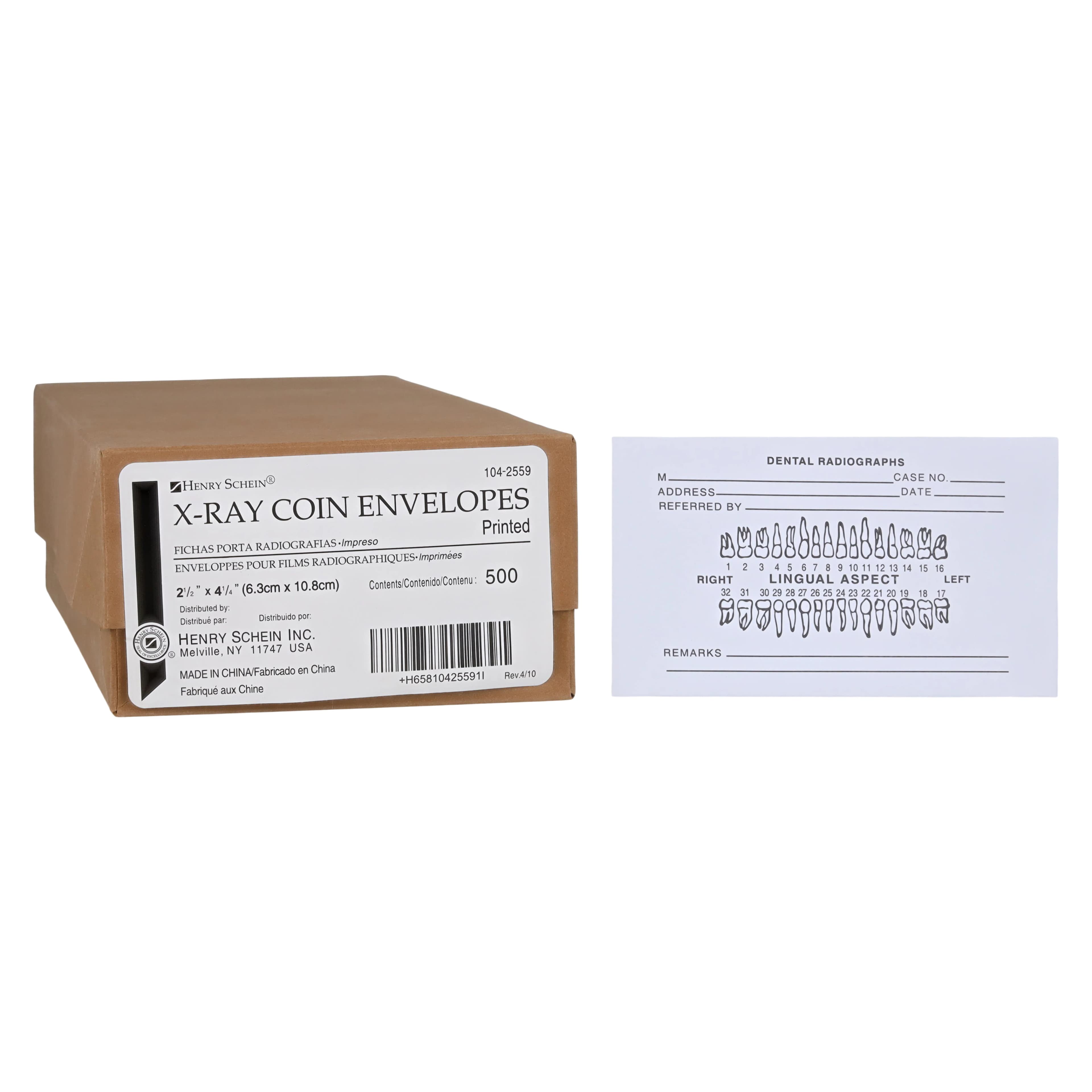 X-Ray Envelope White Printed, 2.5 in x 4.25 in, 500/Box - X-Ray Envelope White Printed - Image 1