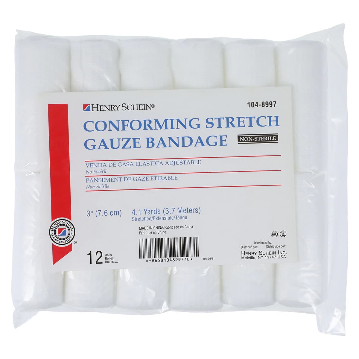 Henry Schein Conforming Stretch Gauze Bandage, 3" x 4.1 yd, 8 Ply, Non-Sterile, 12/Bag - Bandage Confrm Strch Gauze NS - Image 1