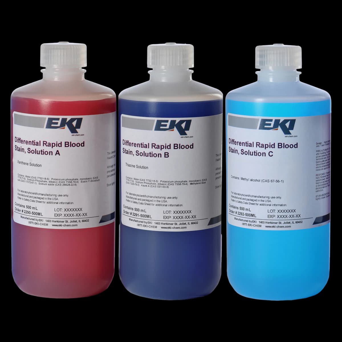 EK Industries Diff Rapid Blood Stain Kit, 500 mL, 3 per Set - Stain Diff Rapid Blood Set - Image 1
