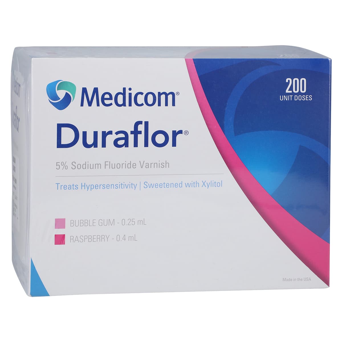Duraflor 5% Sodium Fluoride Varnish, Unit Dose 0.25 mL, Bubblegum, 200/Pack, 1011-BG200 - Duraflor 5% Sodium Fluoride White Varnish Unit Doses 0.25 ml Bubblegum Case of 200 - Image 1