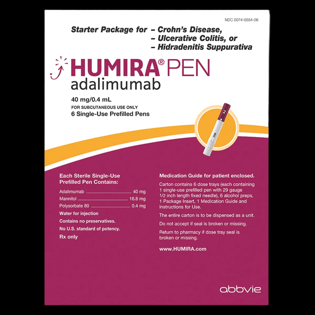 Humira (Adalimumab) 40 mg/0.8 mL Prefilled Syringe, Twin Pack, 6 Syringes per Package - Humira Syr Twin Pack - Image 1