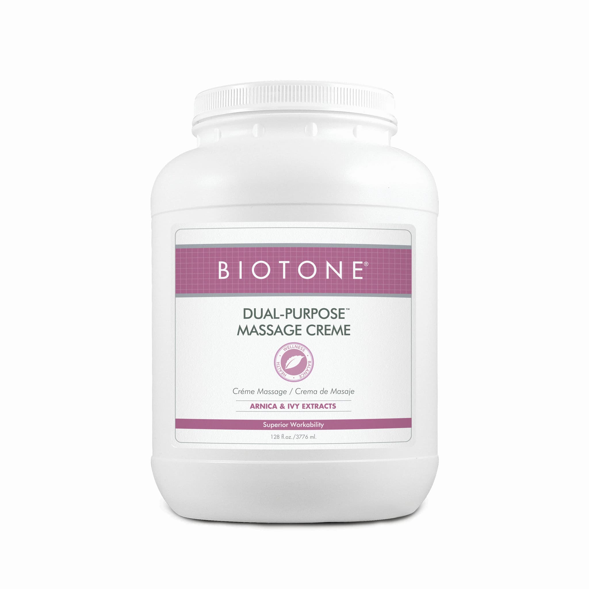 Biotone Dual Purpose Massage Cream, Unscented, Paraben Free, 1 Gallon, with Arnica Extract - Dual Purpose Cream Biotone - Image 1