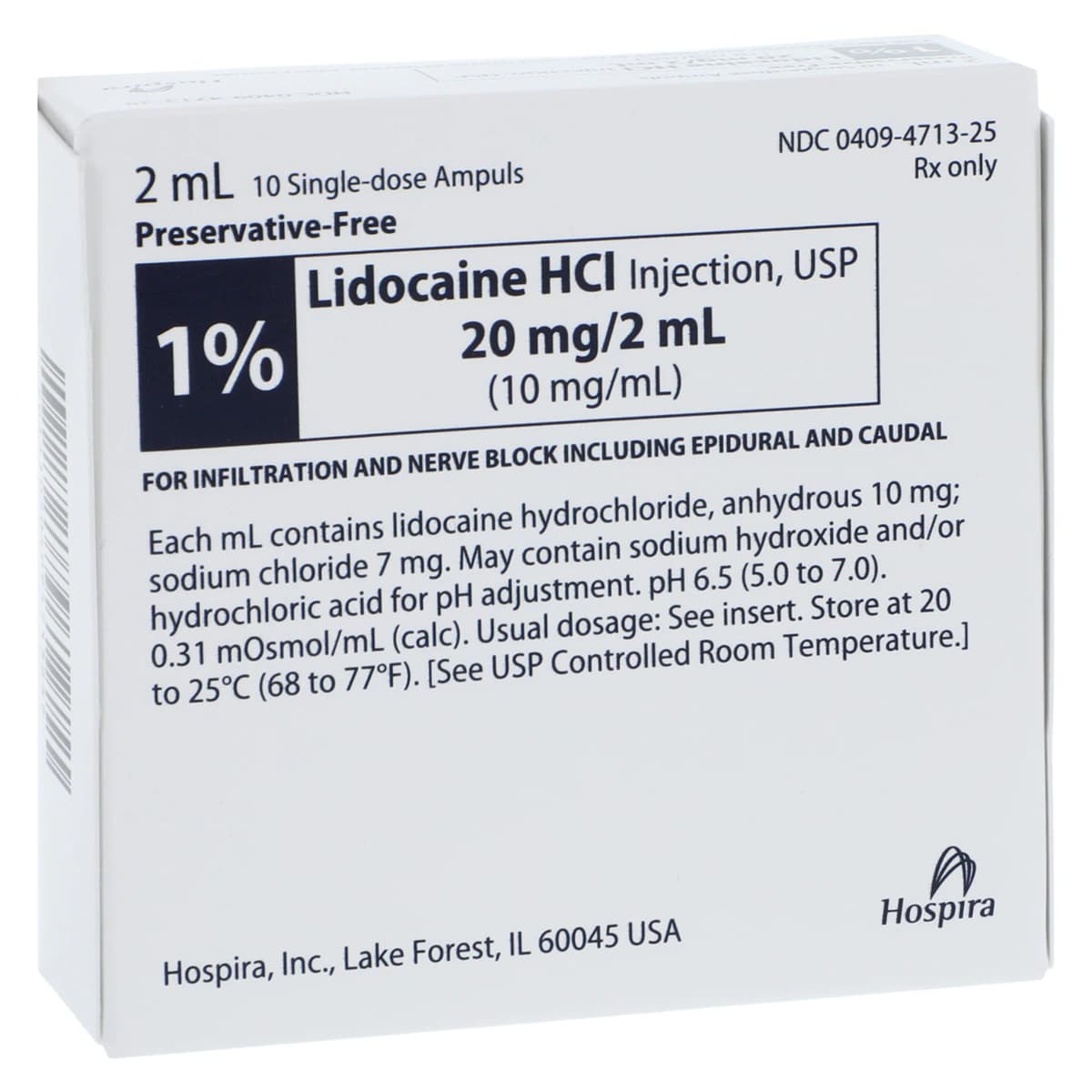 Lidocaine HCl Injection 1% Preservative-Free Ampules, 2 mL, 50/Package - Lidocaine HCL Inj Amp 2mL - Image 1