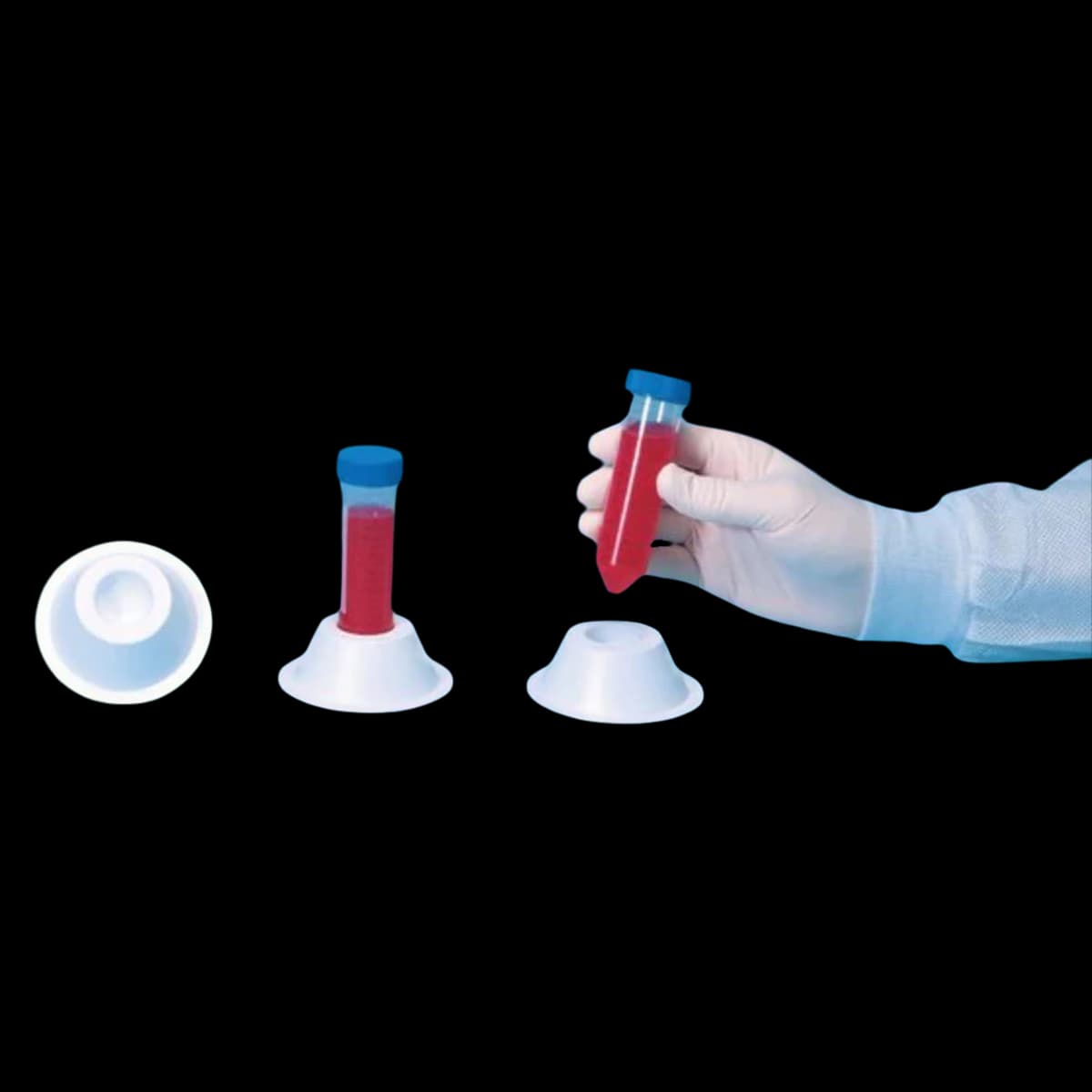 Bel-Art SP Scienceware Test Tube Holder, Polystyrene, Conical 50mL, White, Reusable, 5/Case - Bel-Art Test Tube Holder - Image 1
