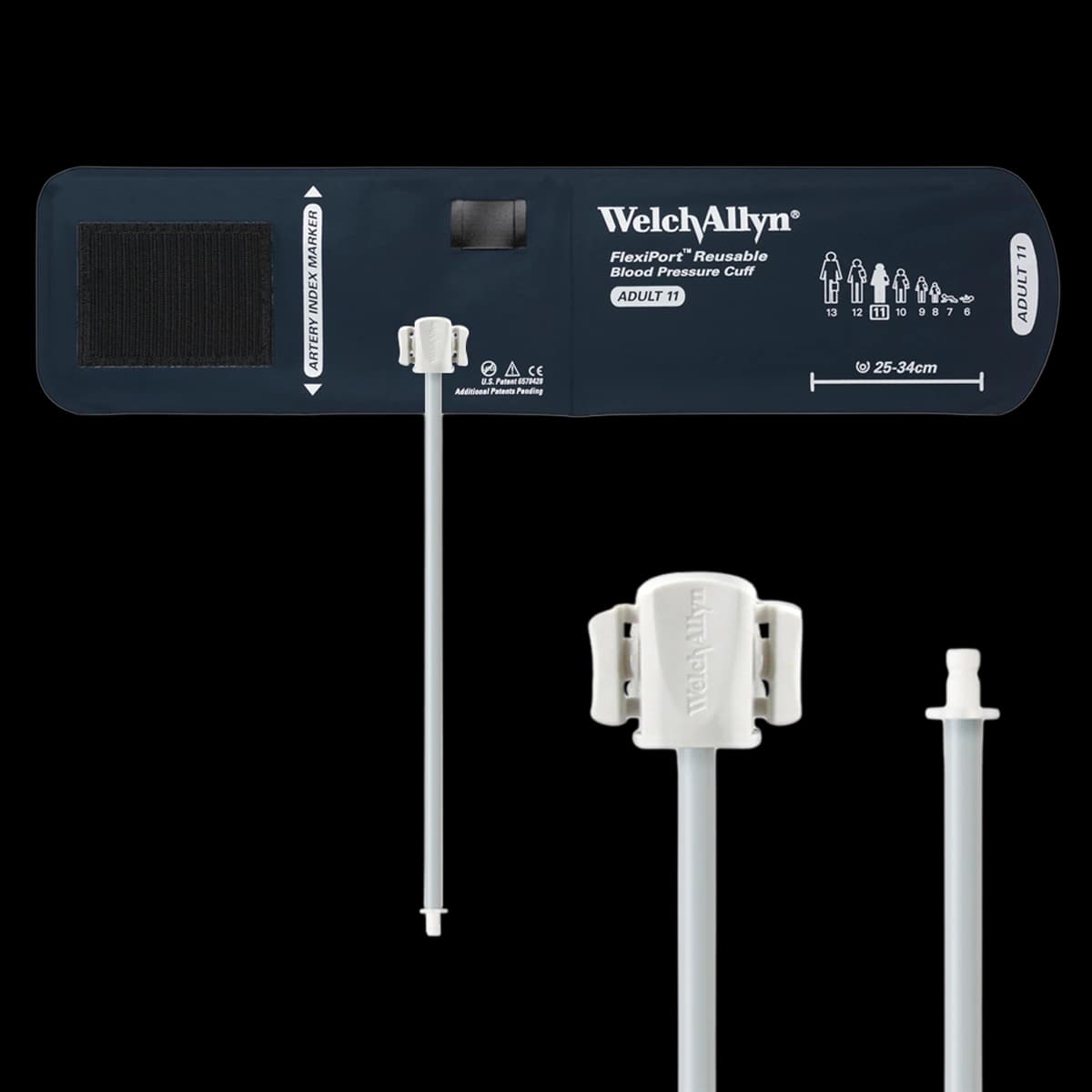 Welch FlexiPort Blood Pressure Cuff, Adult, 1-Tube, Size 11, Navy Blue, Latex-Free - Cuff HP Reus Adult 1-Tube - Image 1