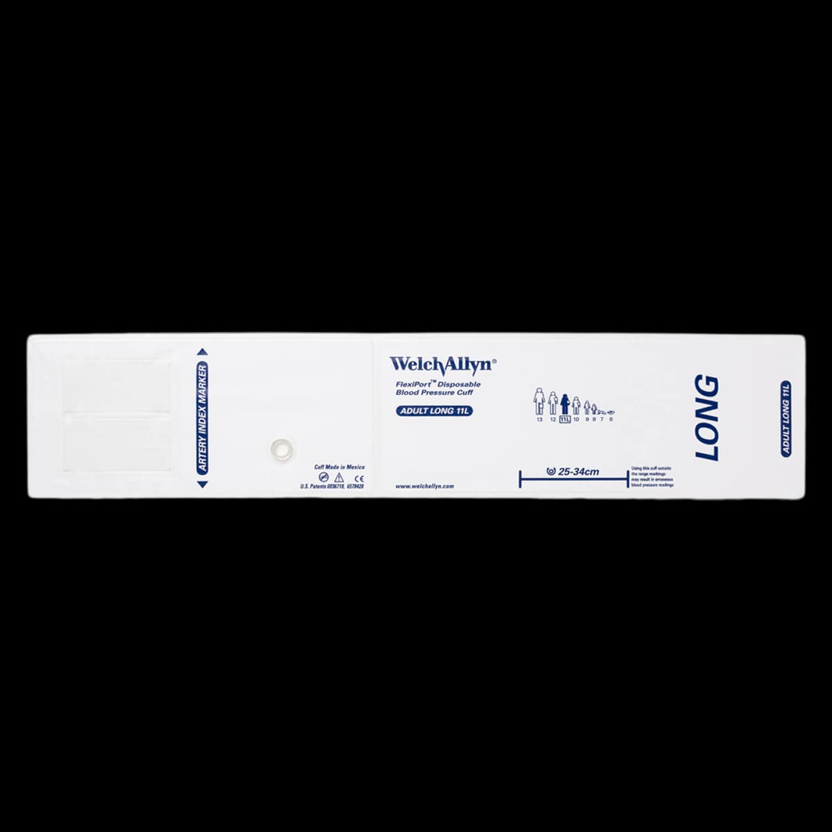 Welch Allyn FlexiPort Blood Pressure Cuff, Size 11, White/Navy Blue, Latex-Free, 20/Package - Cuff Soft WA - Image 1
