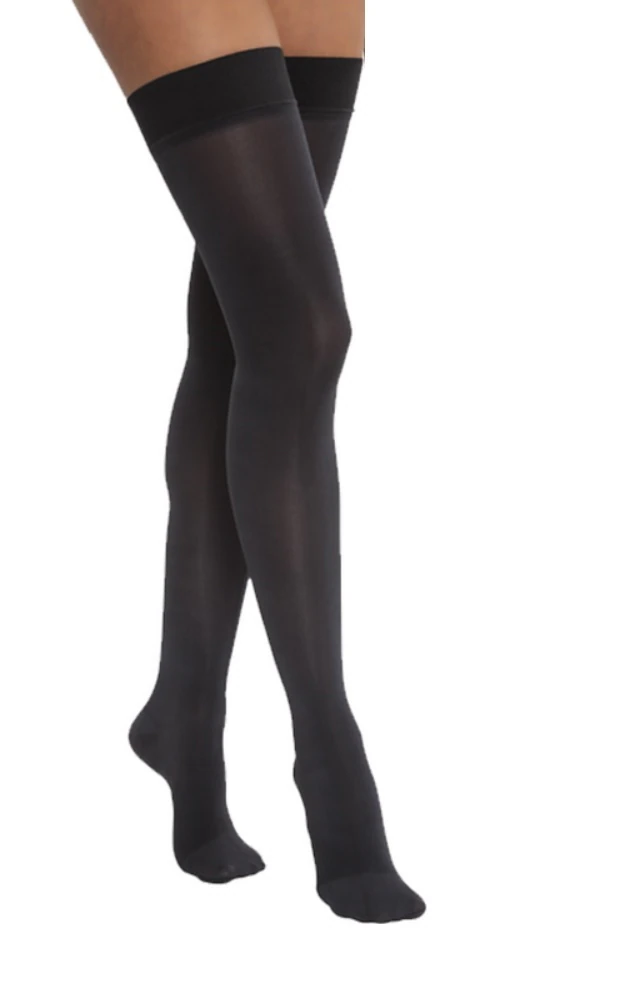JOBST Opaque Compression Stocking, Thigh High, Closed Toe, Large, Classic Black, 30-40 mmHg - Compress Thigh 30-40 - Image 1