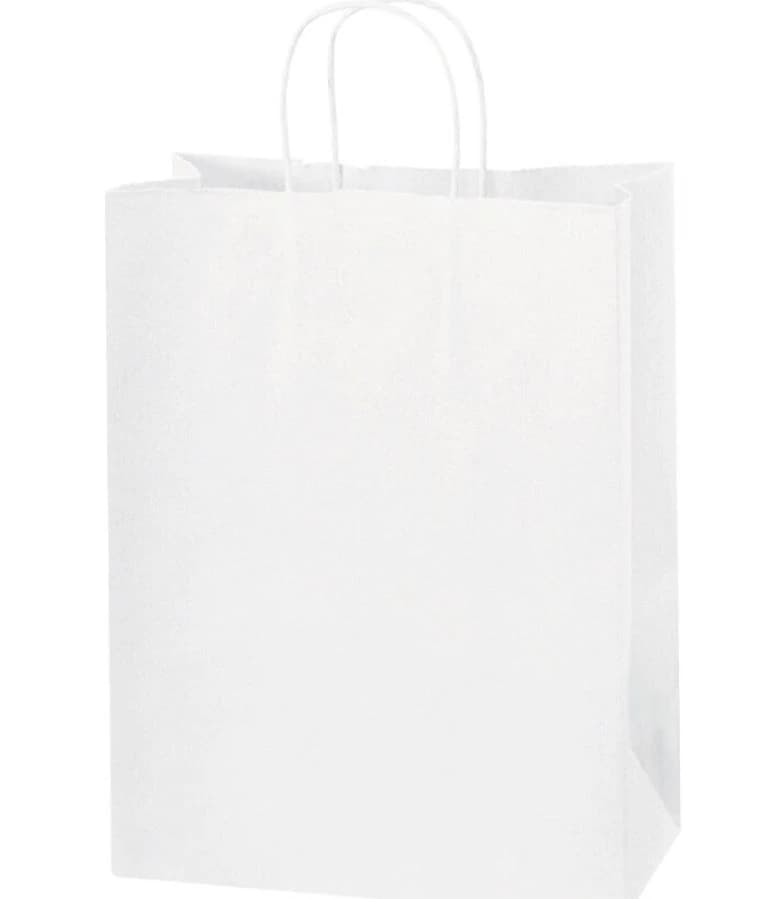 Box Packaging Inc Shopping Bags, White Paper, 13" x 10" x 5", 250/Package - Shopping Bags White - Image 1
