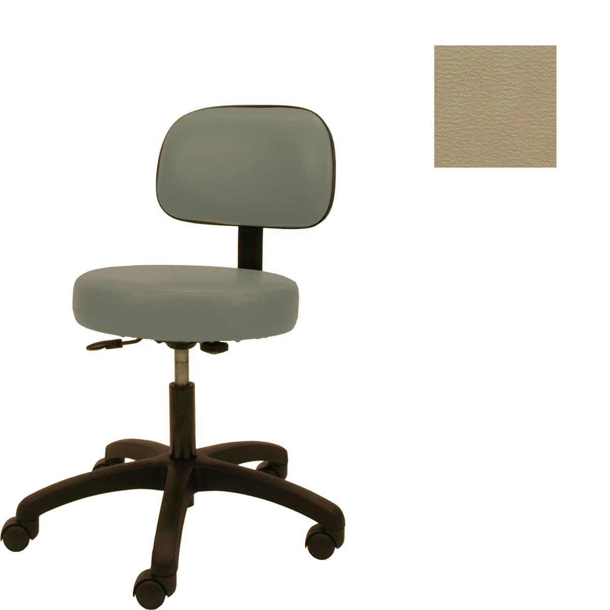 Winco Mfg Stool Gas Lift with Back, Task Chair, Taupe, 250 lb Capacity - Stool Gas Lift w/Back - Image 1