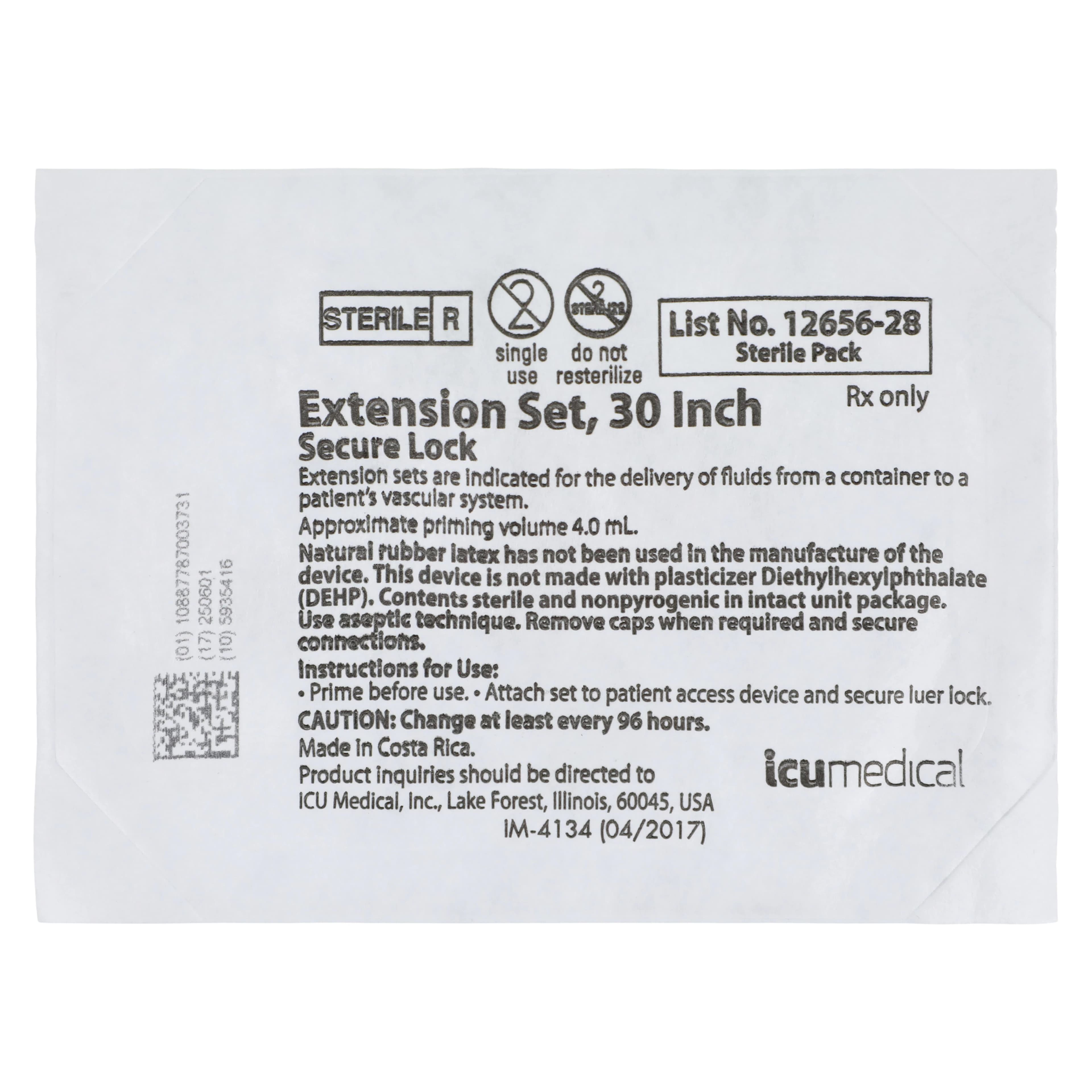 ICU Medical LifeShield IV Extension Set, Macro, 30", Option-Lok M/F Adapter, Gravity Slide Clamp, Sterile, Latex-Free, 50/Case - Ext Set Macro LifeShield 30" - Image 1