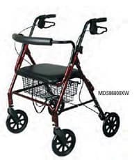 Medline Bariatric Heavy Duty Rollator Walker, 400 lb Capacity, 4-8" Wheels, Burgundy - Rollater Bariatric Hd Xwi Burg - Image 1