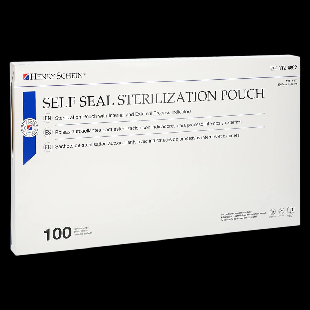 SelfSeal Sterilization Pouches, 10.5 in x 17 in, Blue/White, Dual Indicators, 100/Bx - SelfSeal Sterilization Pouches - Image 1