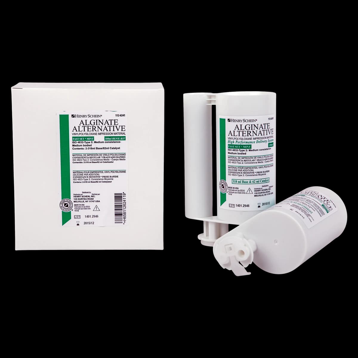 Henry Schein Alginate Alternative Fast Set, Regular Body, 380 mL, 2/Package - Alginate Alternative Volume Dispensing Package - Image 1