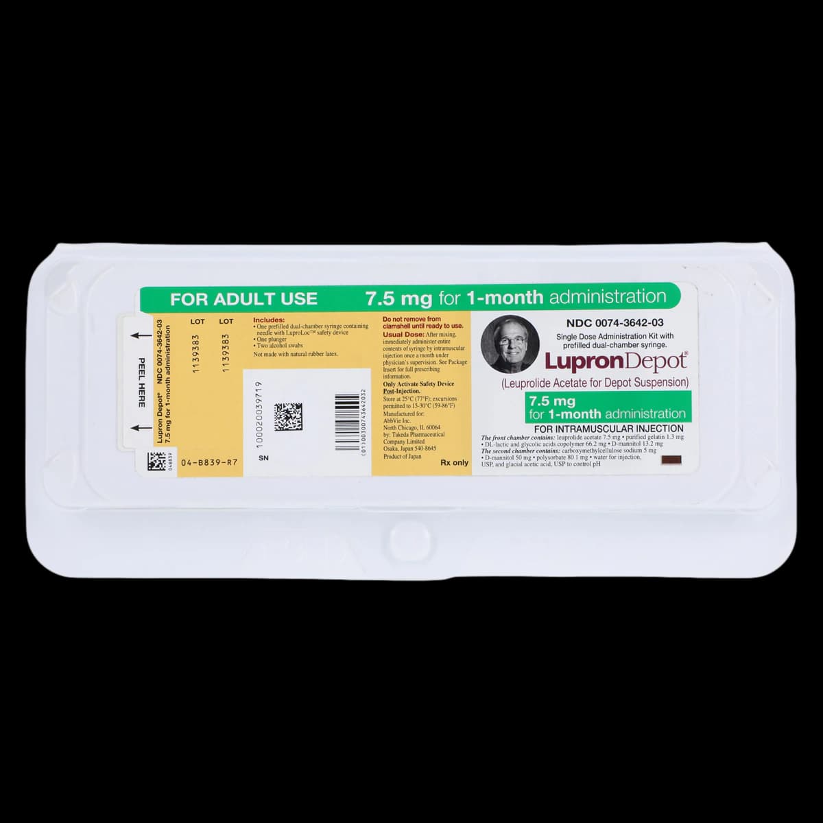 Lupron Depot 7.5 mg (Leuprolide Acetate) 1-Month Injection Kit, 7.5 mg, Each - Lupron 7.5 Depot ADM Kit Inj - Image 1